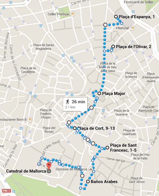 ruta a pie plaza espanya catedral palma